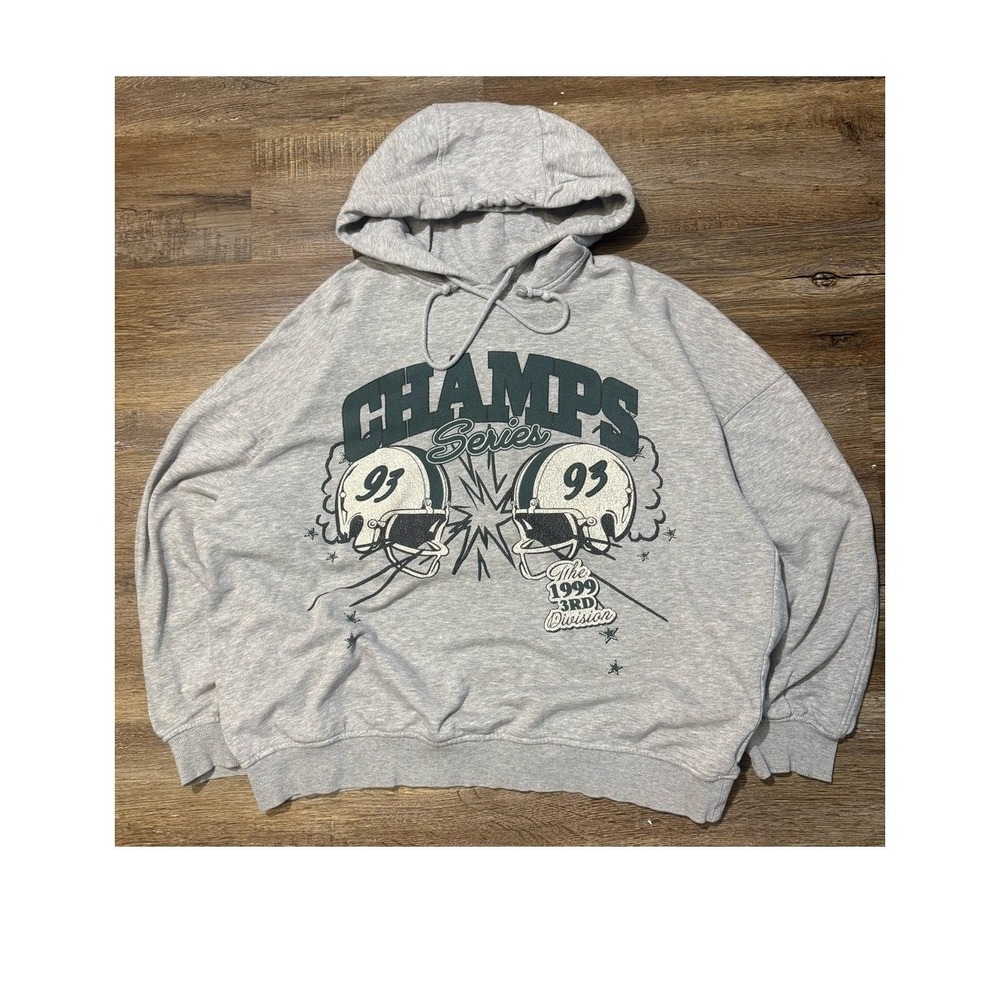 H&M Divided Champs Series 1999‎ Football Graphic Hoodie Grey Mens Medium